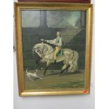 Unsigned oil on board of a man on horseback in frame