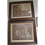 Framed print titled The Shepherds together with another print of a hunting scene 'Evening on the