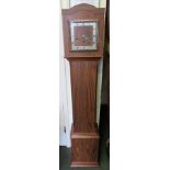 An art deco style grandmother clock in stripped walnut case by Northern Goldsmiths Co, Weston