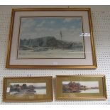 Two pretty signed waterside watercolours by F.Clifford together with a signed, framed John