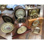 Smiths bakelite cased mantel clock and eight various other clocks