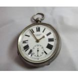 A silver open faced pocket watch marked H STONE LEEDS to the dial, there is a engine turned