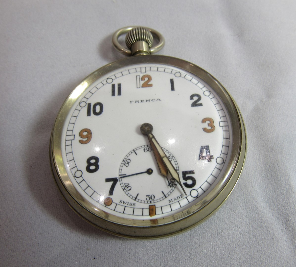 A military frenca metal open faced pocket watch GSTP Q11042