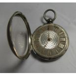 A silver open faced pocket watch with gilt and silver detail and pattern to the dial - Inner case