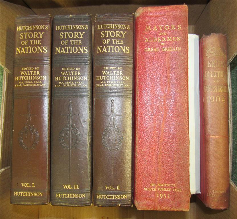 A box of books including Mayors and Aldermen of Great Britain 1935, Kelly's Directory of