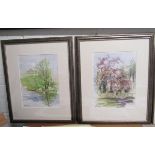 A pair of signed watercolours, one 'The Lake, Little Sodbury' and the other 'St. Adelines Church,