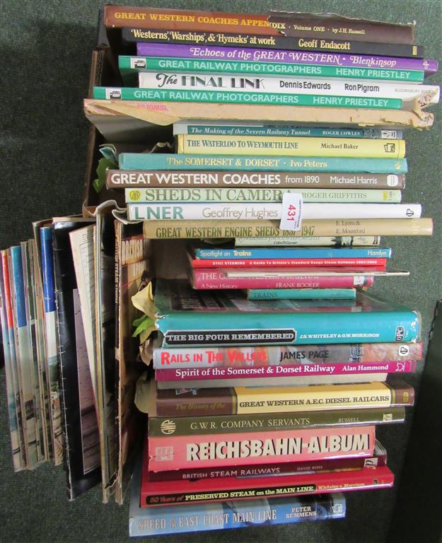 A box of railway related books in excess of 20, together with a small quantity of railway magazines