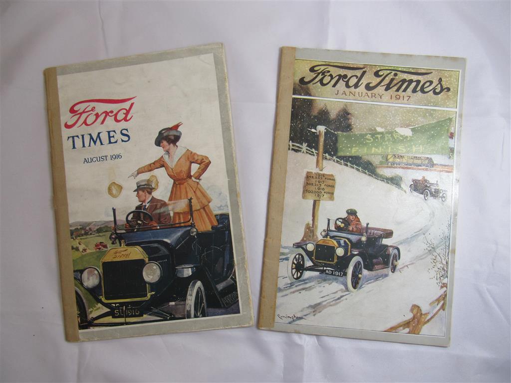 2 copies of The Ford Times, August 1916 and January 1917. The January issue is good but the August