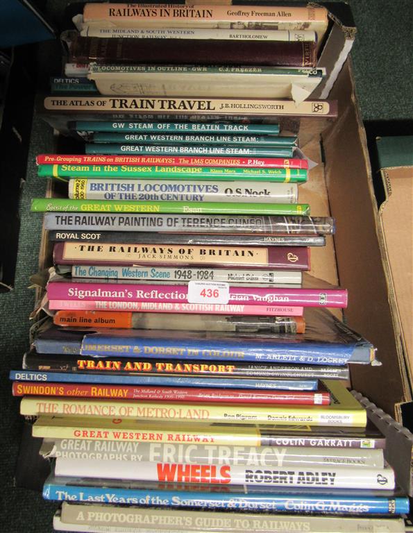 2 boxes of railway related books in excess of 40