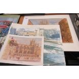2 watercolours of Bath and various small prints of Bath by Alan Ward