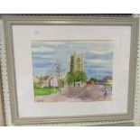 A signed watercolour of 'Sixties Keynsham' by Alan Ward