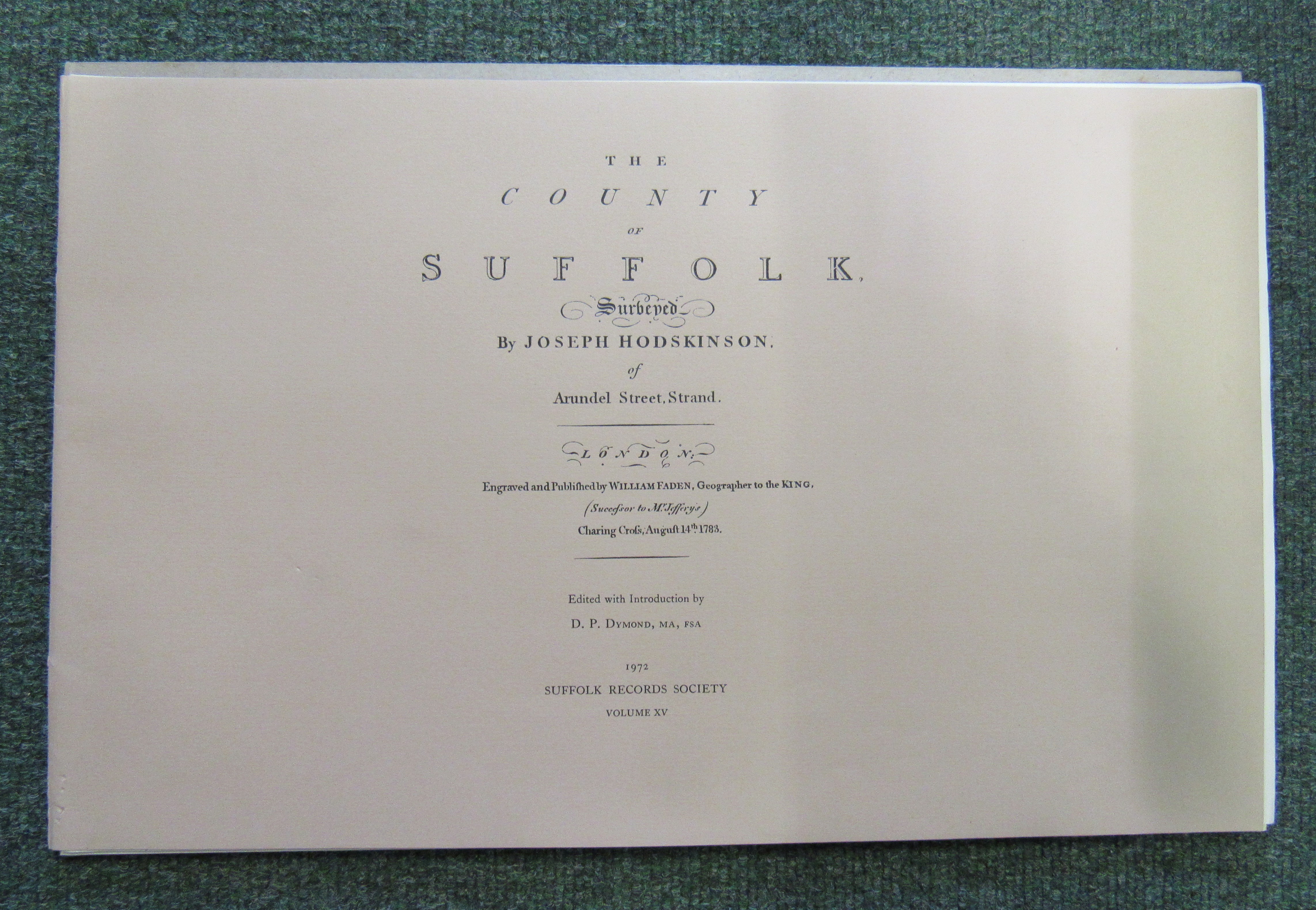 A reprint folder of maps of the country of Suffolk engraved by William Faden 1783 re-printed by