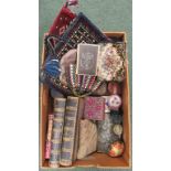 A collection of vintage bags, purses and trinket boxes to include small carpet bags together with