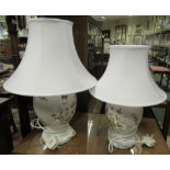 Two Aynsley table lamps with white shades