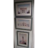 Three framed architectural prints