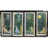 A tableau of 4 Oriental prints by Mary Gold 44cm x 21cm approx.
