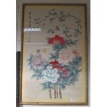 A large framed print on silk