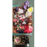 Box of dolls in international costumes together with a small box of mixed items