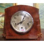 A Wood 'Art Deco' Westminster chime mantel clock with key