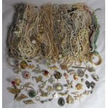 A very large collection of costume jewellery comprising mostly of simulated pearl necklaces.