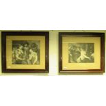 Two large black and white etchings, classical subjects