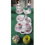 Royal Doulton figurines 'For You' and 'Shirley', dressing table set etc.