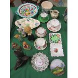 A collection of ceramics to include a Poole pottery dish, Crown Derby cup and saucer, an Italian