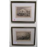 Two framed coloured engravings, drawn by Tho H Shepherd (1762-1864) an architectural artist, one