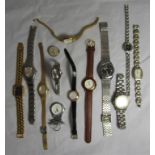 A collection of 12 gentlemans and ladies wrist watches to include time piece.