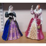 Royal Doulton figurines 'Mary Queen of Scots' and 'Queen Elizabeth I'