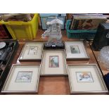 Five 3D framed pictures of birds with the key subject in relief together with a silver metal