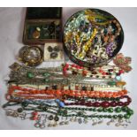 A large collection of vintage costume jewellery comprising of mostly necklaces and earrings.