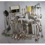 A silver George V commemorative spoon together with a collection of EPNS and plated flatware.