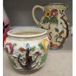 A handpainted Staffordshire 'Indian Tree' (585) jug and matching bowl