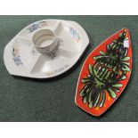 Two Poole pottery serving platters, one an hors d'oeuvres dish with central bowl