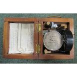 A Negretti and Zambra portable Air meter in wooden case and original packing no. 3451