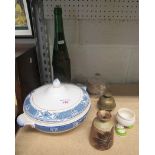 A Bristol serving dish with lid, a carlton novelty egg cup, a Purbeck pottery vase, a Gibralter