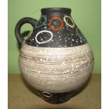 West German pottery urn with multi-colour circle design