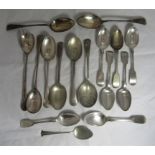 Two large silver table spoons, weight 140g, together with a collection of EPNS flatware.
