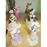 Coalport miniature figurines 'Eliza', 'Lady Lilian', 'Lady Frances', 'Lady Grace', 'Lady Sarah'