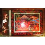 A tourist, circa 1950's, Japanese lacquered musical photo album with music box compartment and