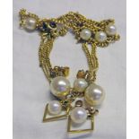 PAIR 9CT GOLD CULTURED PEARL EARRINGS & CULTURED PEARL PENDANT & CULTURED PEARL NECKLACE ON FINE