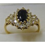 9CT GOLD SAPPHIRE CLUSTER RING