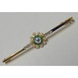 EARLY 20TH CENTURY DIAMOND & EMERALD SET BROOCH Condition Report: Diamonds are