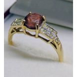 9CT GOLD DIAMOND & CITRINE SET RING