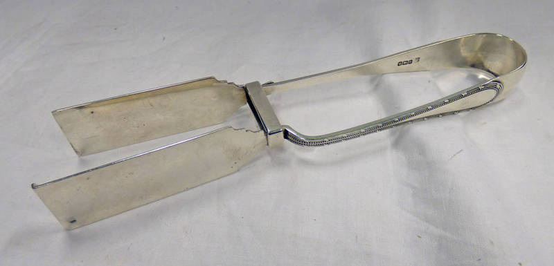 PAIR OF SILVER TONGS,