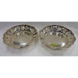 PAIR OF SILVER BOWLS WITH SHAPED DECORATION, BIRMINGHAM 1965, 23 CM'S DIAMETER 24.