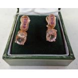 PAIR OF GEM SET EARRINGS MARKED 9CT