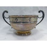 TWO HANDLED SILVER BOWL BY GOLD SMITHS AND SILVERSMITH 8.