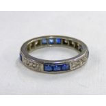 DIAMOND AND SAPPHIRE SET ETERNITY RING Condition Report: Ring size: L.